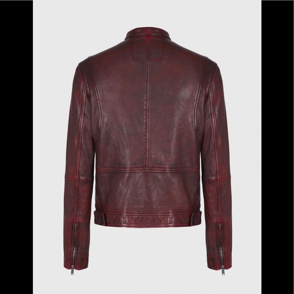 John Varvatos REYES SHEEPSKIN SLIM FIT RACER JACKET IN OXBLOOD. Medium. BNWT - Picture 11 of 14
